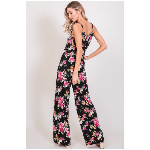 SOLD OUT CLEARANCE Soft Cami Style Bright Floral Jumpsuit - Picture 5 of 6